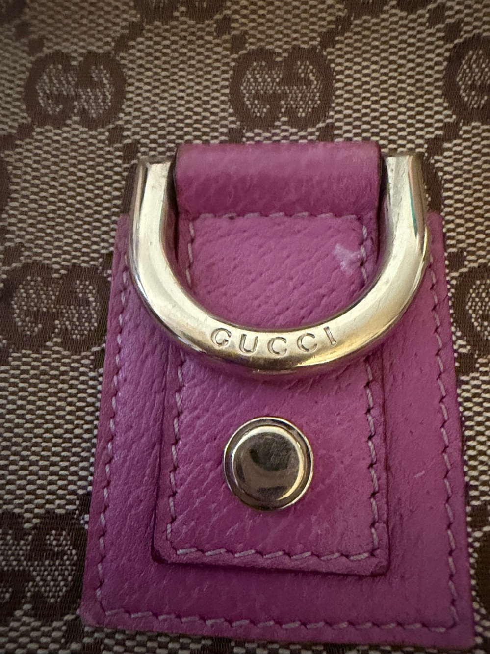 Gucci Brown GG Canvas Crossbody with Pink Trim and Gold Hardware - Picture 2 of 5
